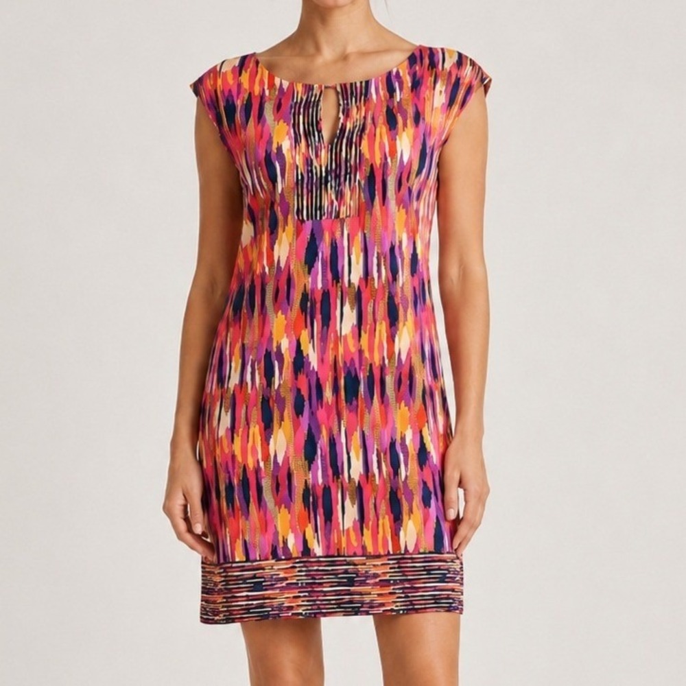 Trina Turk Eleanor Ikat Print Cap Sleeve Shift Dress NWT Size 8
